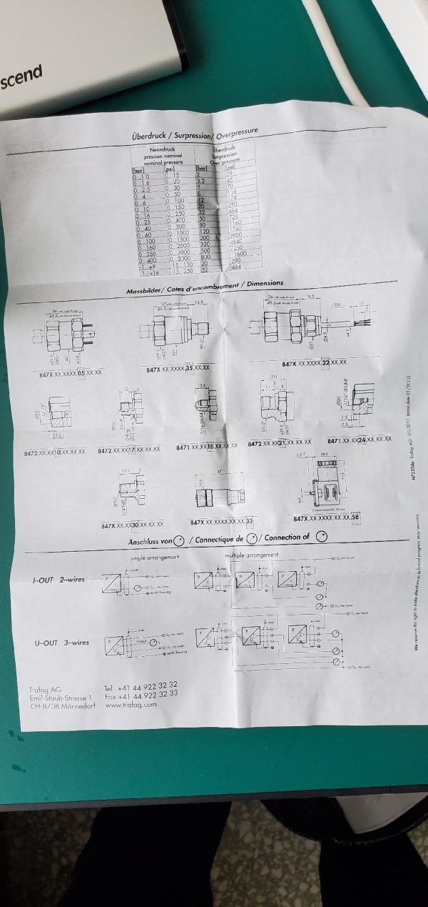 TRAFAG 8472 Pressure Transmitter, Type 8472 41 5717 05 0000 0000 - Image 8