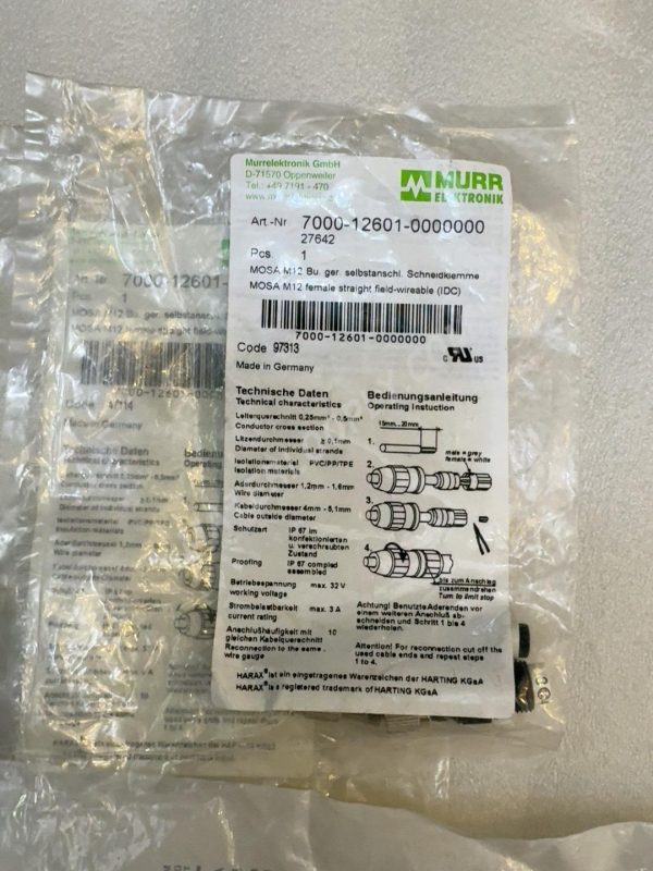 MURR Connector 7000 - 12601 - 0000000, M12 Female Straight, IDC - Compatible - Image 3
