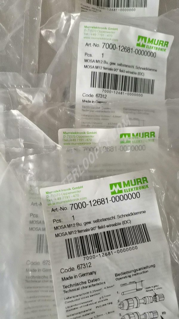 MURR Connector 7000 - 12681 - 0000000, M12 4 - Pin Female 90°，German - Made - Image 5